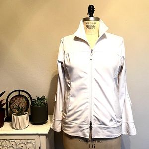 Sporty Adidas Clima365 Tennis White Ruched Sleeve Jacket
